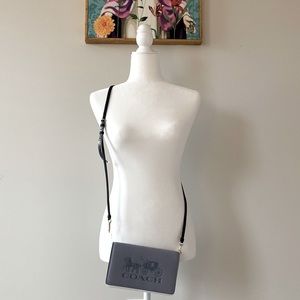 NWT Coach Anna Foldover Clutch in Colorblock with Horse and Carriage Twilight